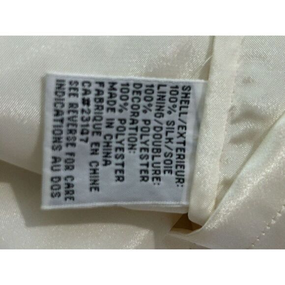 Talbots Blouse Womens 10 Cream Ivory Embroidered Pure Silk Sheer Overlay Cami - Picture 4 of 5